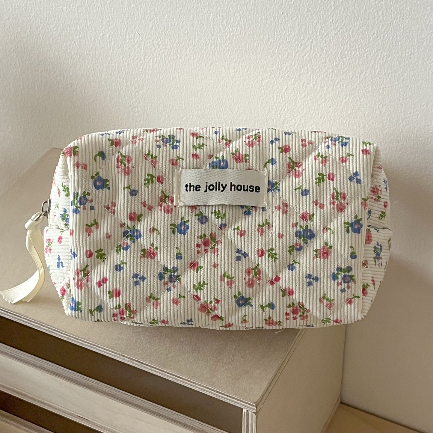 Women's Corduroy Pastoral Floral Cosmetic Bag