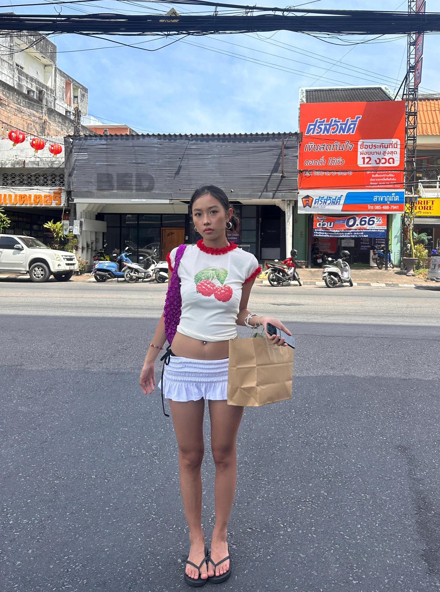 Slim Fit Patchwork Slimming Cotton Hot Girl Short Sleeve