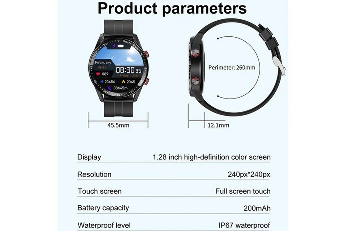 2024 New Bluetooth Call Smart Watch Men Heart Rate Monitor Sport Fitness Tracker Bluetooth Music Smartwatch for Mens Android IOS - Black Steel Belt