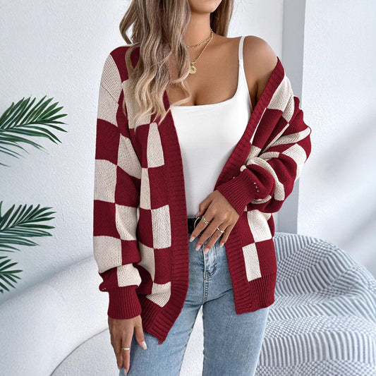 Lantern Sleeve Cardigan Sweater Mid-length Coat