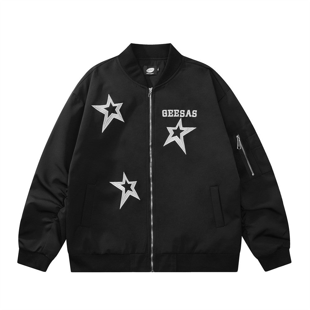 Five-pointed Star Embroidered Jacket For Men