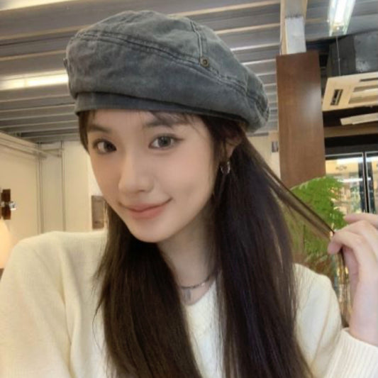 Women's Retro Washed Denim Beret