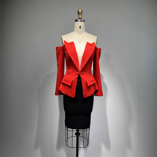 Loose Top Casual Tight Skirt 2 Pieces Suit