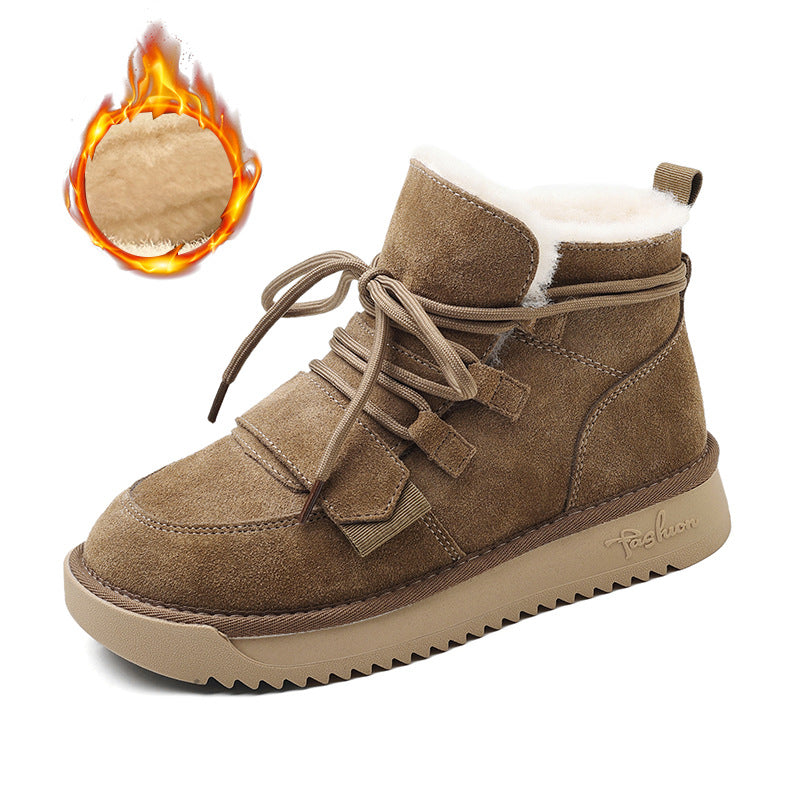 Thickening Students Warm Thick Sole Increase Cotton Shoes Add Velvet