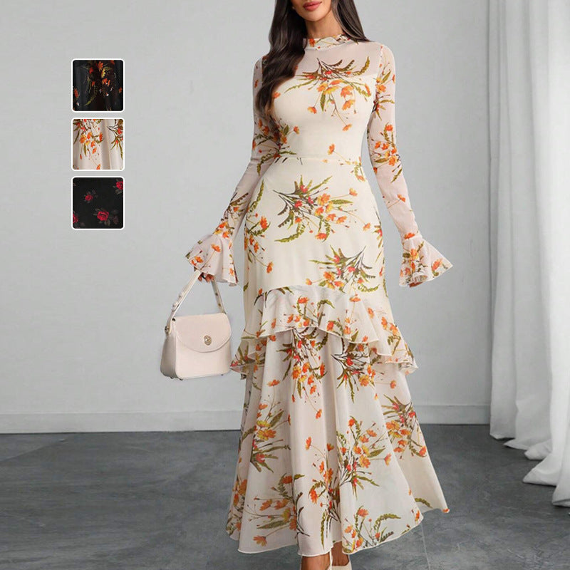 Women's Floral Dress Set With Suspenders