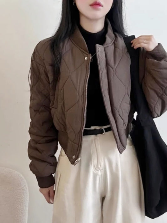 Women's Loose Thickening Keep Warm Rhombus Cotton-padded Jacket