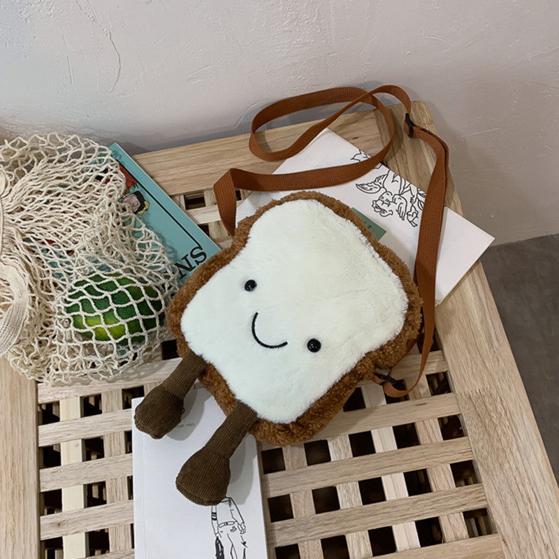 Toast Bread Plush Funny And Cute Messenger Bag