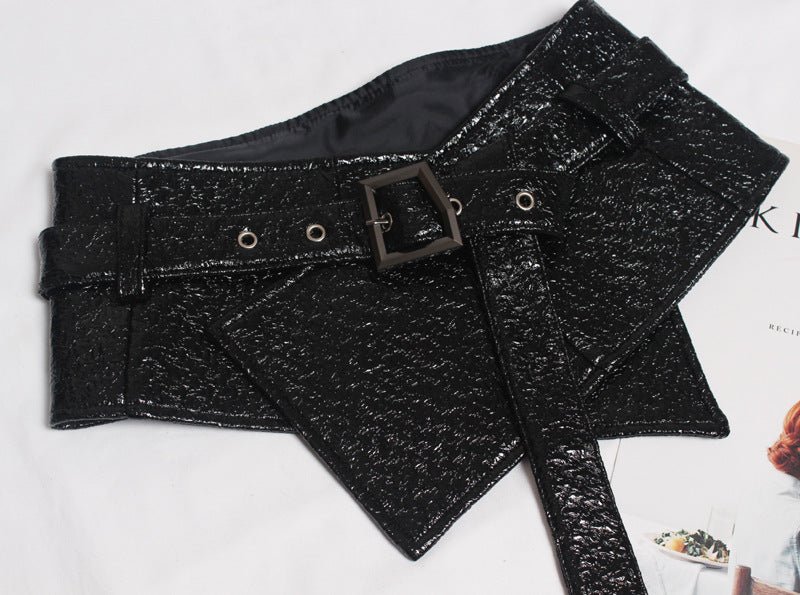 Simple And Versatile Patent Leather Wide Waist Belt