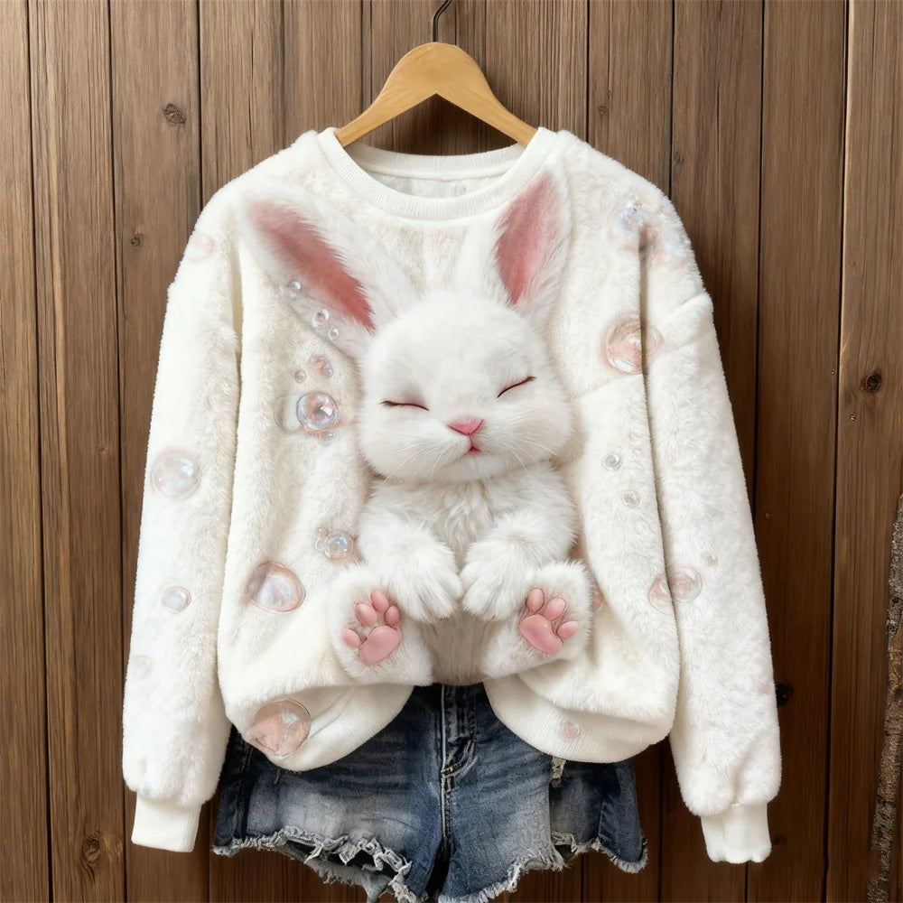 Womens Printed Christmas Flannel Hoodie Top