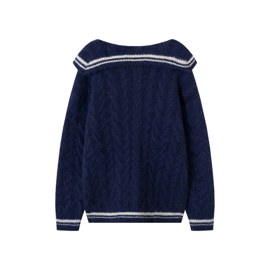 British Retro College Style Bow Sailor Collar Sweater