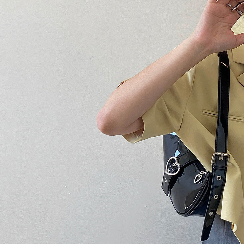 New Crescent Underarm One Shoulder Handheld Love Zipper Women's Bag