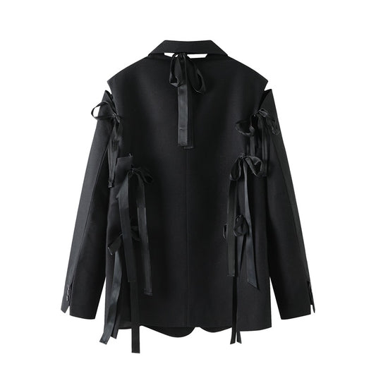 Loose Vintage Lace-Up Blazer Jacket
