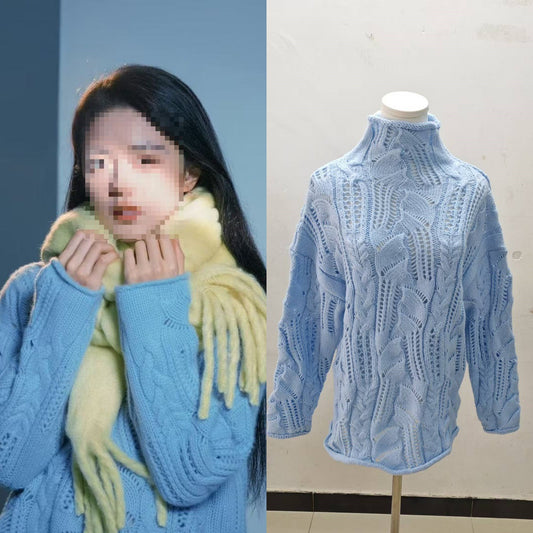 Star Same Style Solid Color Half Hollow Out Sweater