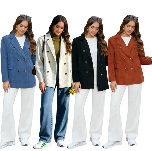 Women's Casual Solid-Color Corduroy Blazer