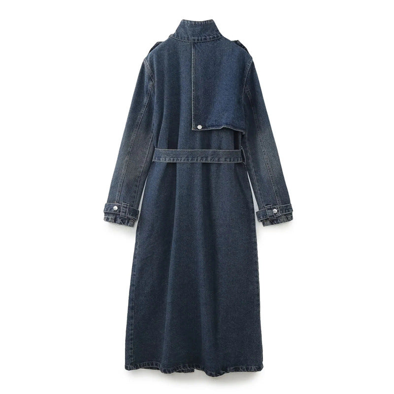 Women's Classic Style Fashion Loose Denim Trench Coat