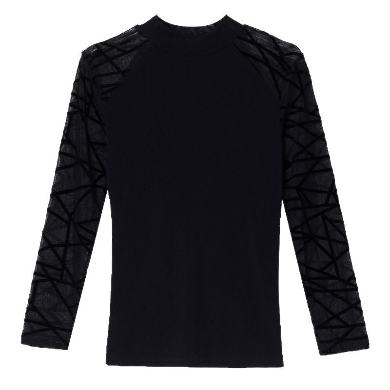 Spring New Arrival Lace-spliced Flocking Slim-fit