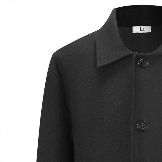 Korean-style Men's Mid-length Padded Double-faced Wool Trench Coat