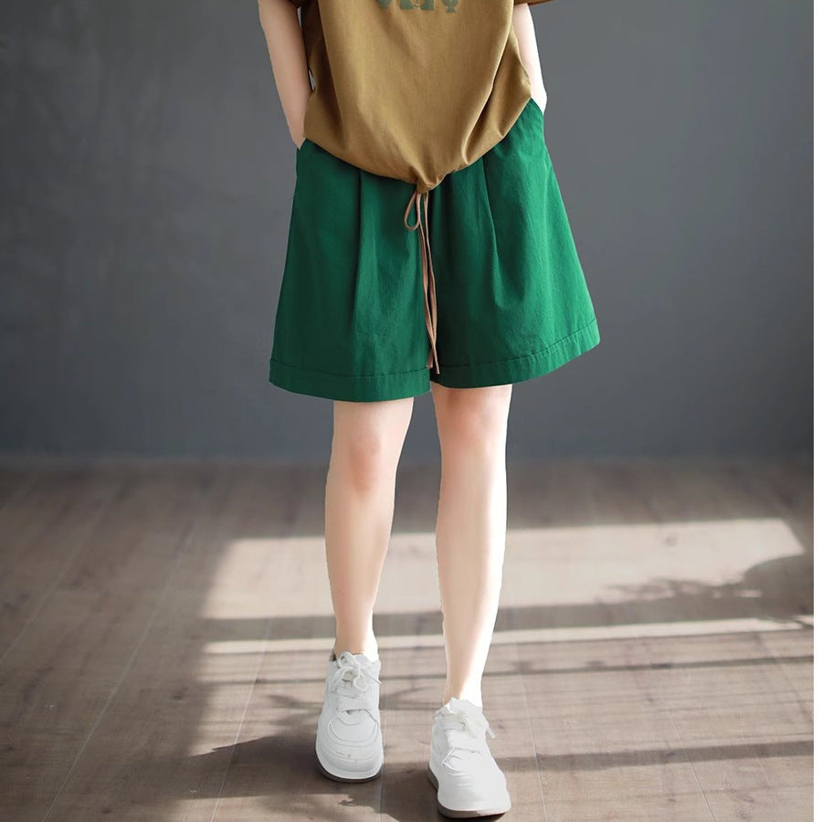 Pure Cotton Six-Color Shorts Womens Plus Size Loose Summer Retro