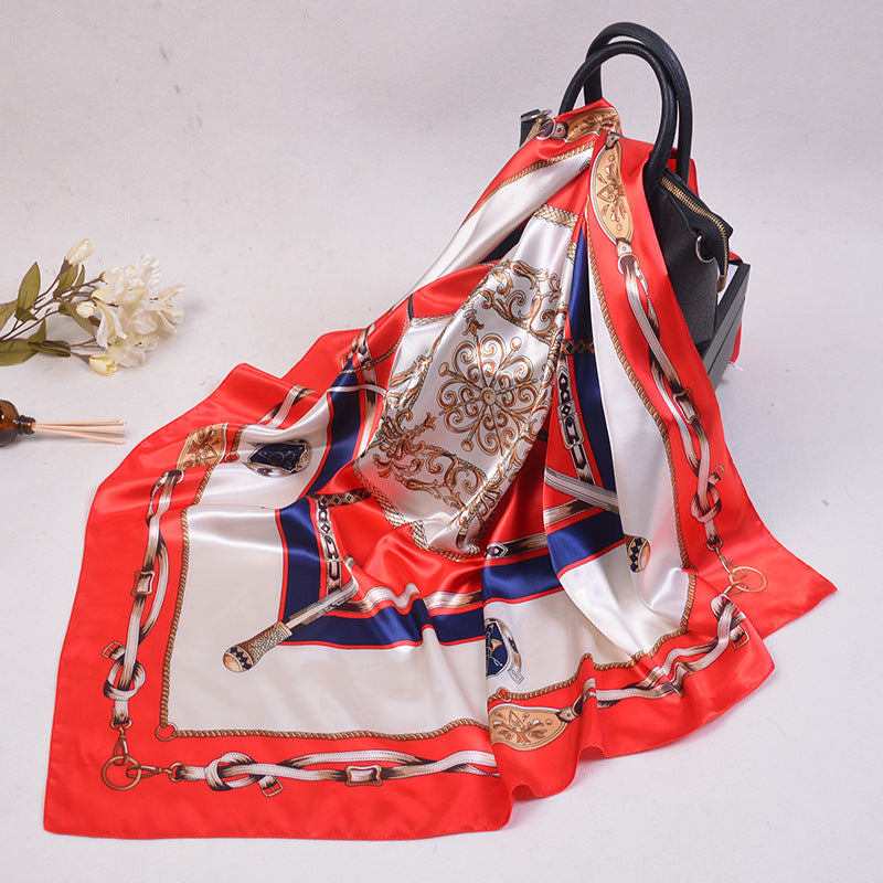 Fashion Belt Wand Chain Twill Print Scarf
