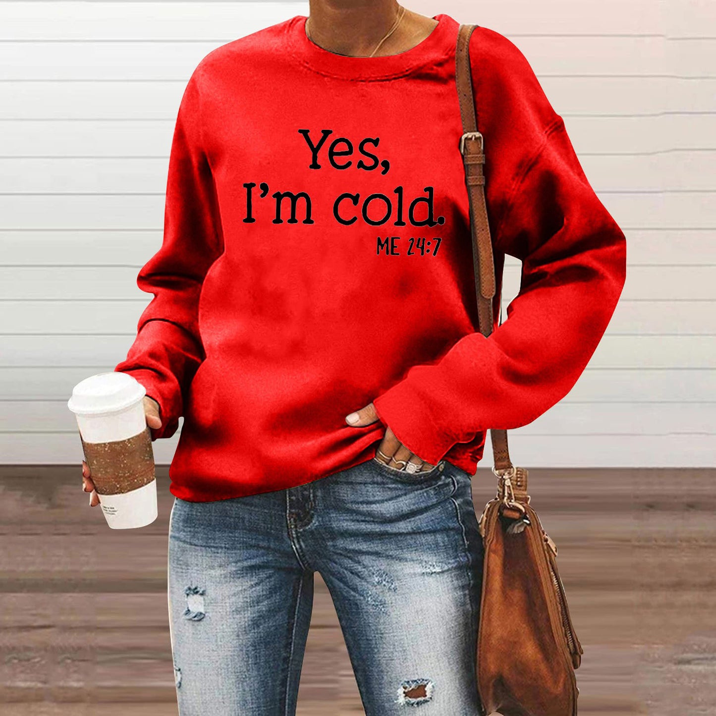 European And American Letter Printing Capless Round Neck Sweaters Women's Clothing