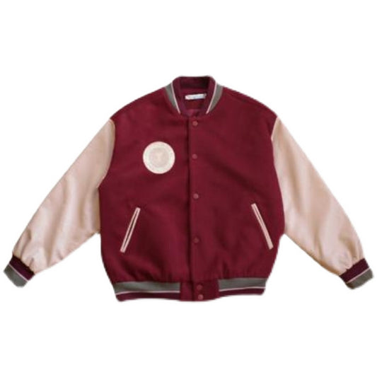 American Vintage Baseball Jacket Women's Loose PU Leather Patchwork