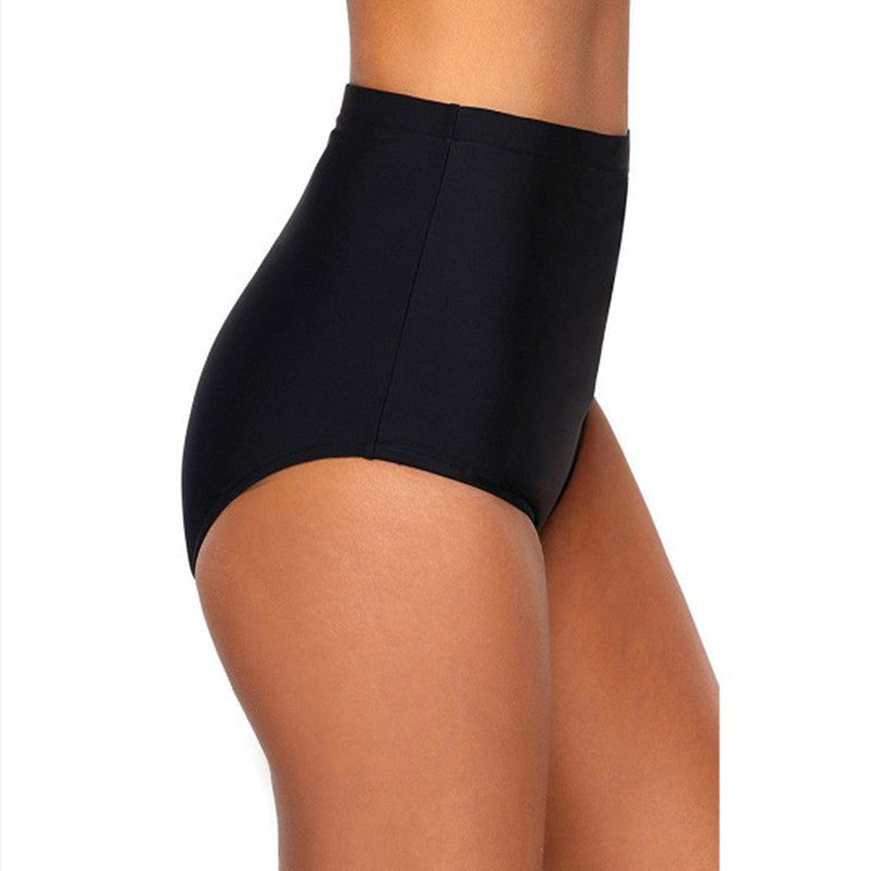 High-waist Solid Color Briefs Anti-glare Bikini
