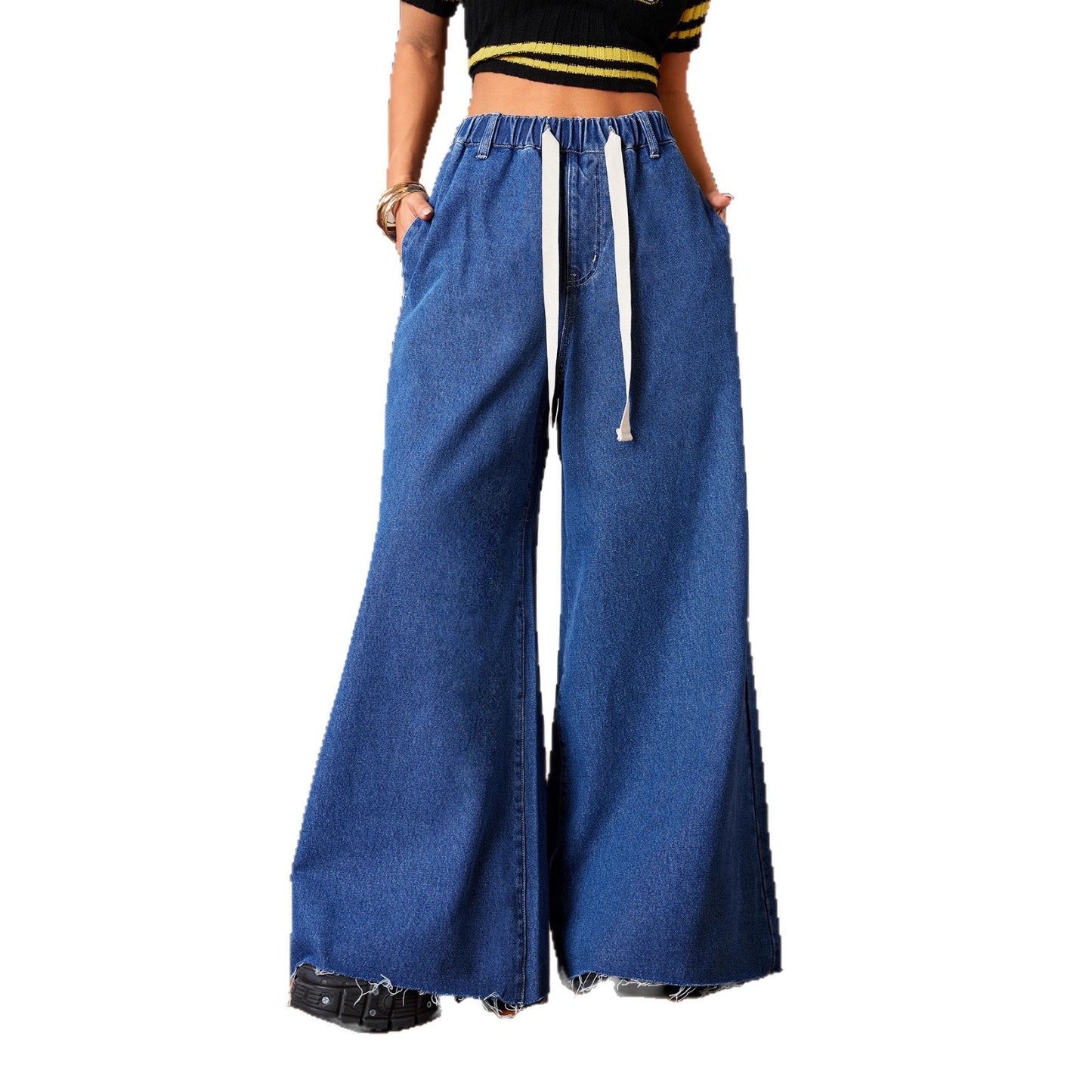 Pure Color Minimal Versatile Elegant Elegant Washed Jeans
