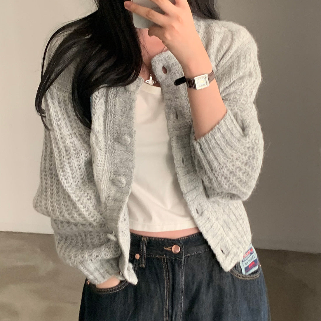 Retro Løs Stil Sweaterjakke Vinter til Kvinder