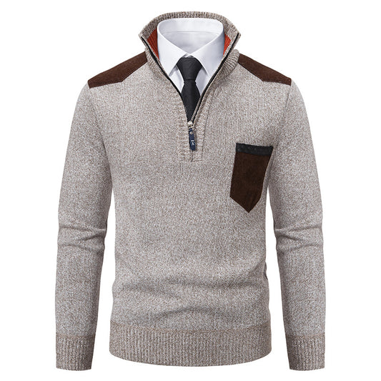 Pullover Men Sweater Thick Polo Shirts Korean Half Zipper Cold Blouse Stand Collar Autumn Winter Outerwear Luxury Cloth
