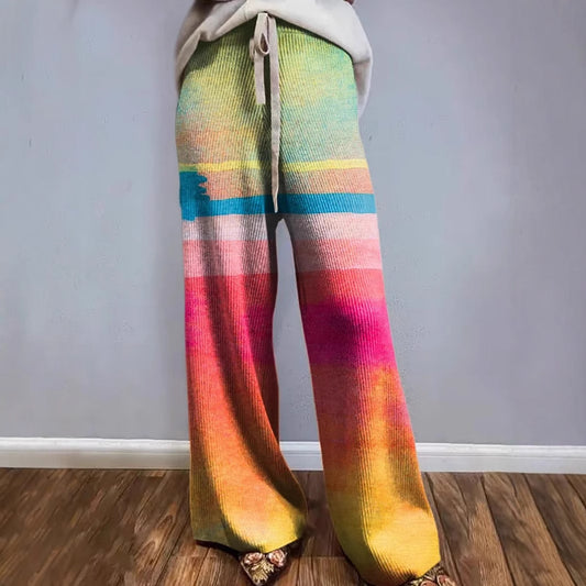 D Printed European And American Leisure Wide Leg Sports European And American Trousers
