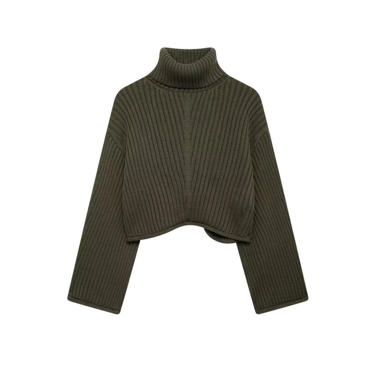 Retro Loose High Collar Rib Short Sweater