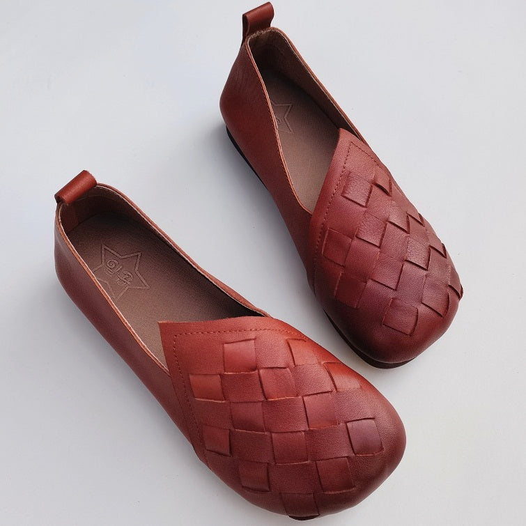 Leather Woven Retro Women's Shoes All-match Casual