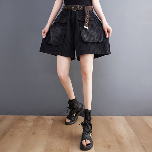 Women's Denim Print Shorts Without Belt