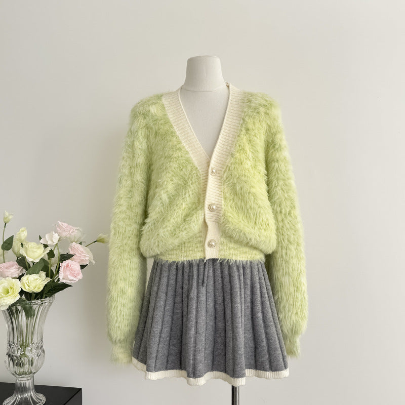 Sweater Coat Mink Fur V-neck Loose Women