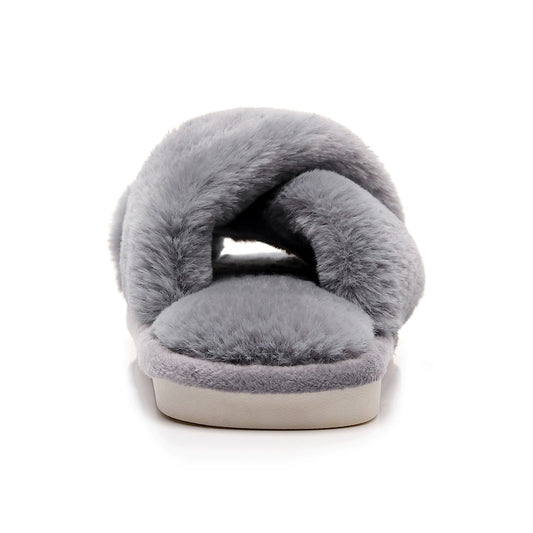 Cross Woven Woolen Slippers For Indoor Use In Winter