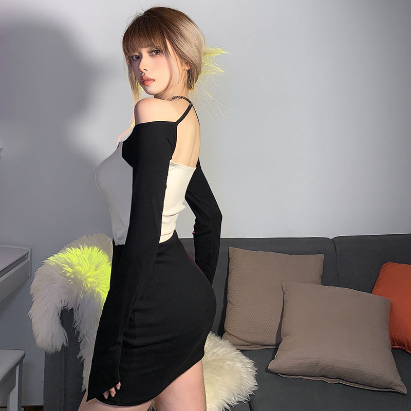 Temperament Short Halter Neck T-shirt Women's Stitching Top