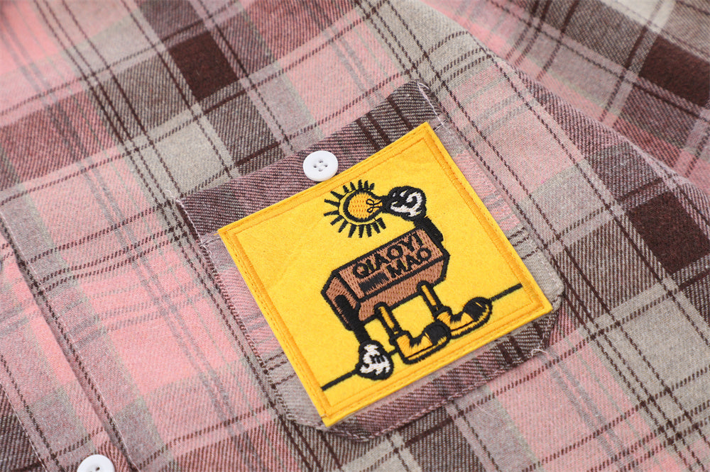 Plaid Shirt Men's Spring And Autumn Lapel Outer Tops