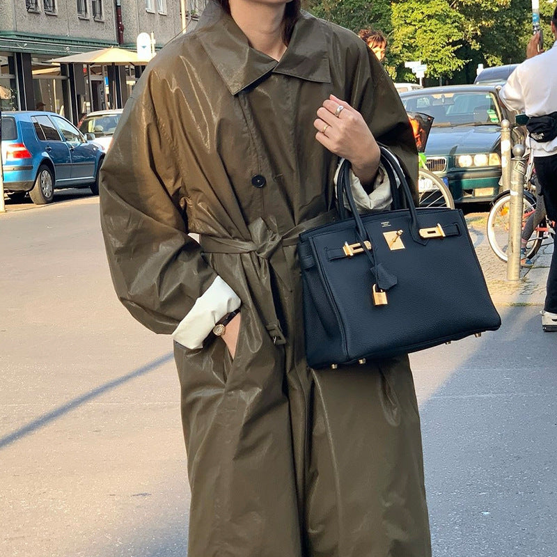 Retro Commuter's All-matching Profile Slimming Lace-up Trench Coat