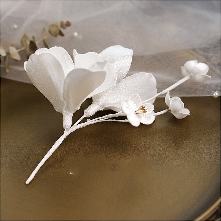 Original French Three-dimensional White Flower Headband