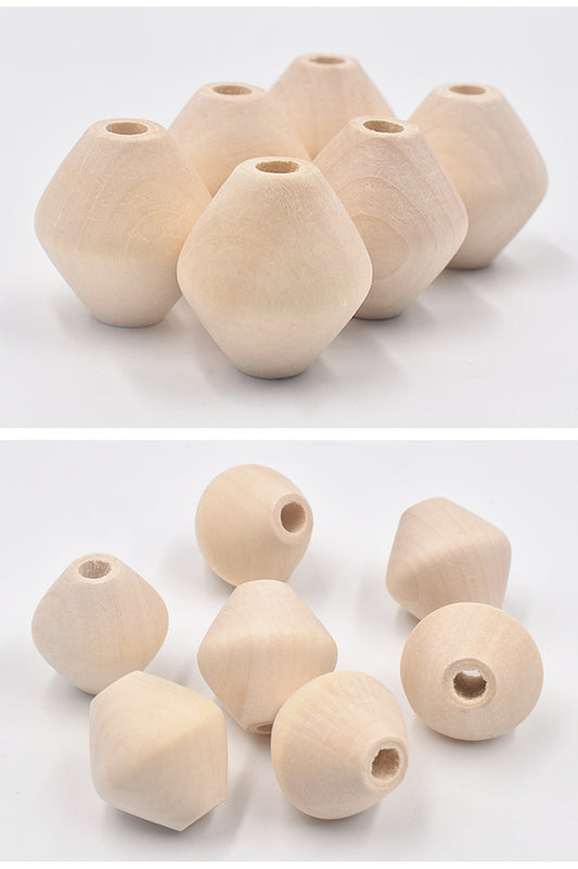 DIY Ornament Accessories Large Hole Rhombus Wooden Bead Tassel Bag Accessories Wooden
