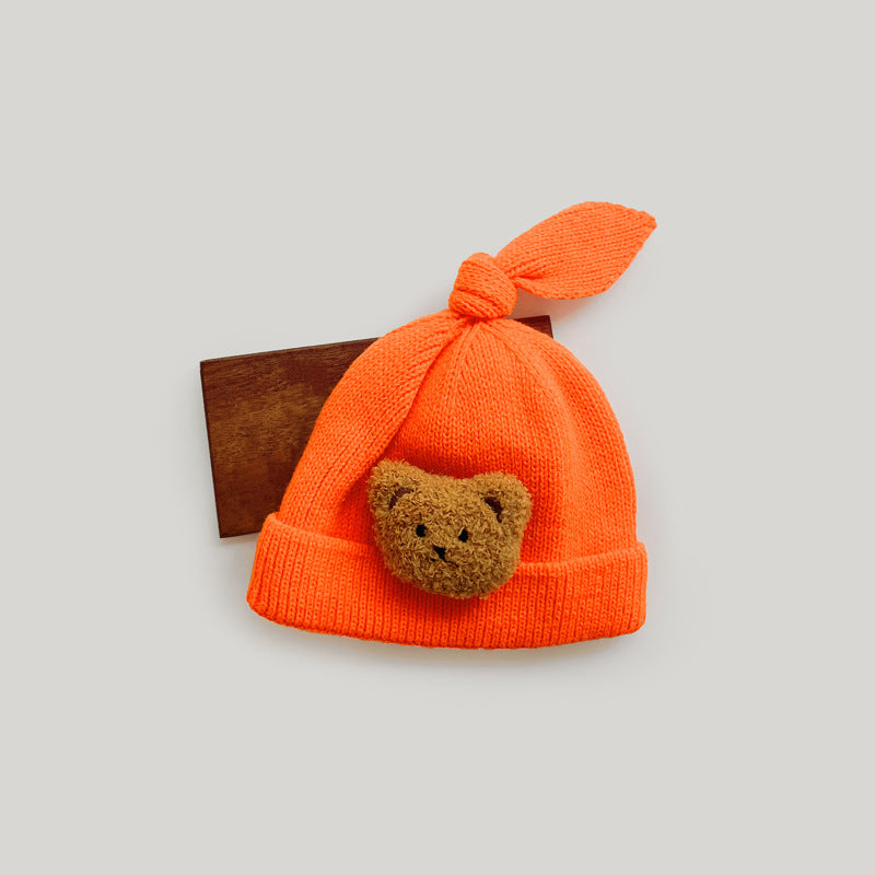 Cute Bear Plus Down Anti-cold Knitted Hat