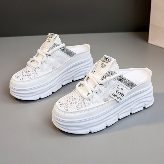 Udhulet Platform Fritidssko Hvide Sko Sandaler