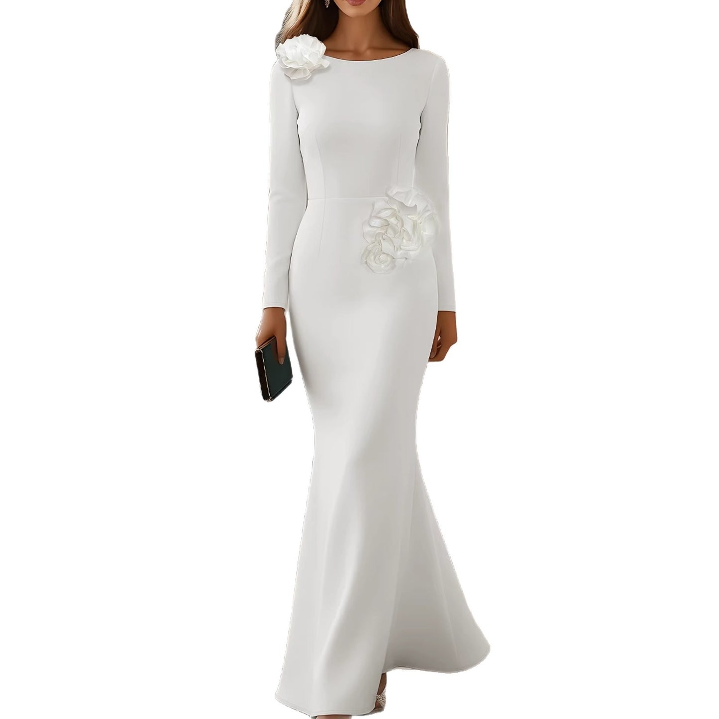 Three-dimensional Floral Bodycon Mermaid Dress