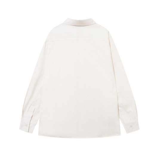 Casual Solid Color American Street Fashion Workwear Loose Lapels Shirt