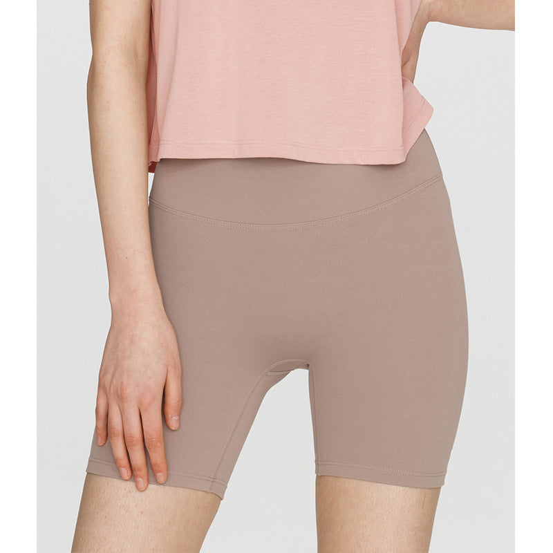 Hip Lifting Peach Yoga Four-point Short High Waist Basic Sports Running Cycling Pants Brushed Nude Feel