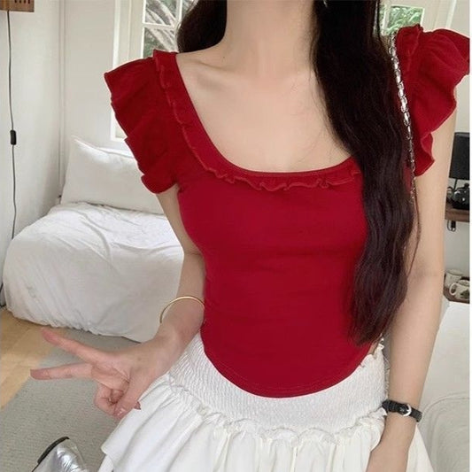 Women's Square Neck Sexy Back Hem Top