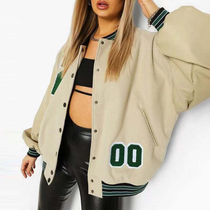 Fashion Letter Embroidery Hip-hop Fleece Leather Jacket