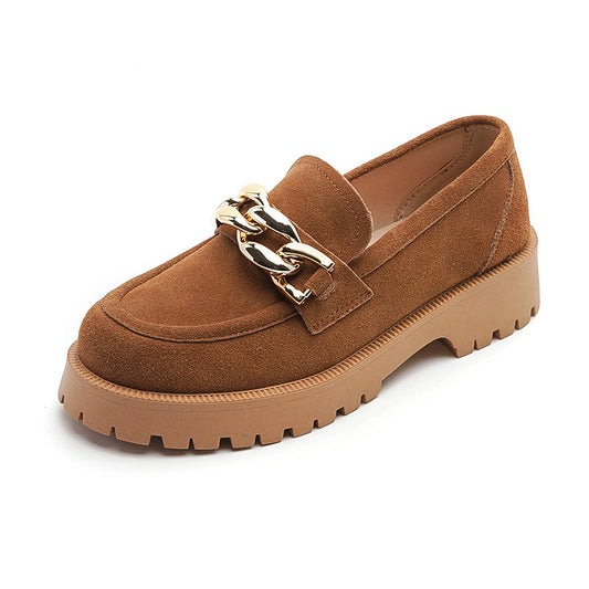 Women's Leather Slip-on Platform Loafers
