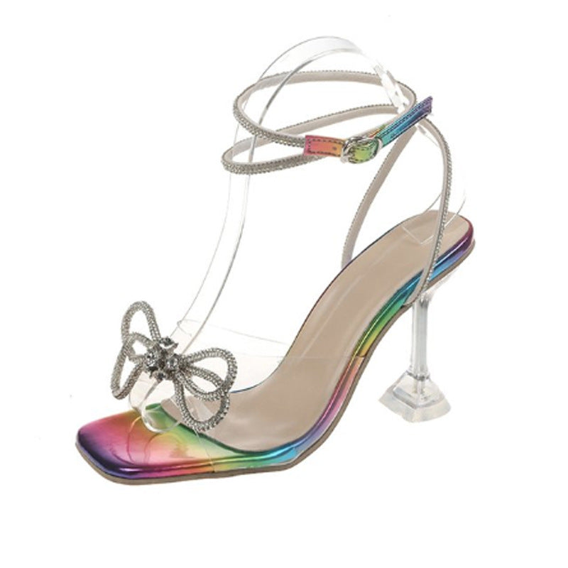 Sandals With Stiletto Heels Tied With Fish Mouth