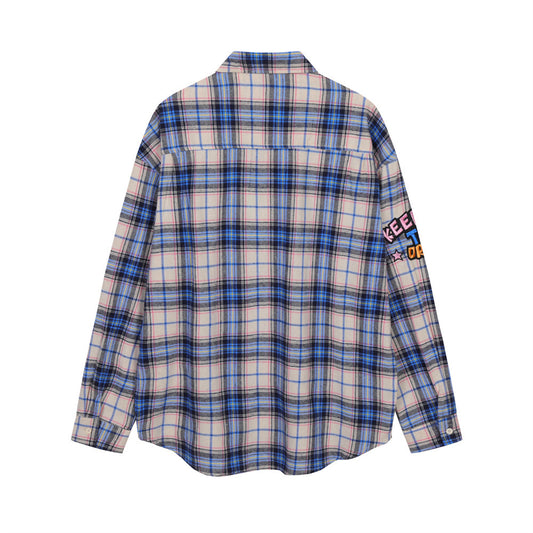 Men's Spring And Autumn Loose Shirt Letter Embroidery Casual Thin Lapels Coat